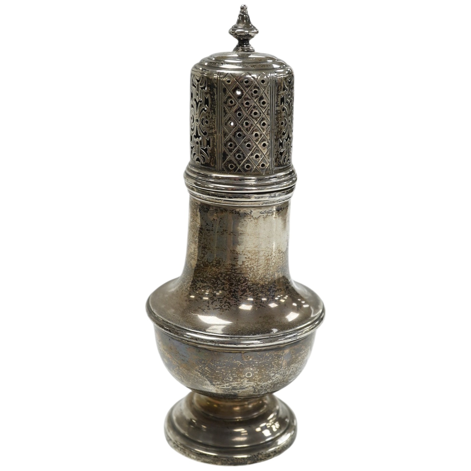 A George V silver sugar caster, S. Blanckensee & Sons Ltd, Chester, 1931, 17.7cm, 7.6oz. Condition - fair